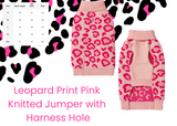 Pink Leopard Print Knitted Jumper with Harness Hole