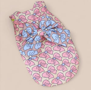 Bow print dog jacket with oversized bow