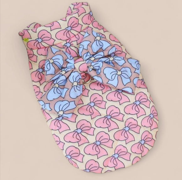 Bow print dog jacket with oversized bow