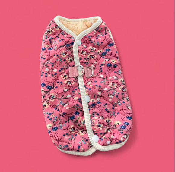 Quilted flower d ring gilet