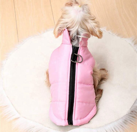 Pink dog coat zipper